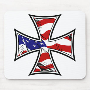 Tapis De Souris Croix de fer avec le drapeau américain