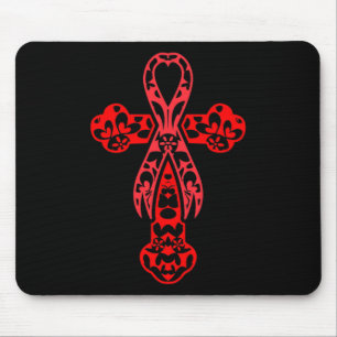 Tapis De Souris Croix de la conscience du cancer du sang Dieu Roug