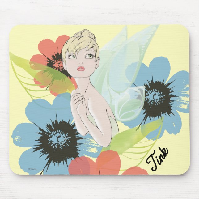 Tapis De Souris Croquis Bell Tinker Avec Fleurs Cosmos (Devant)