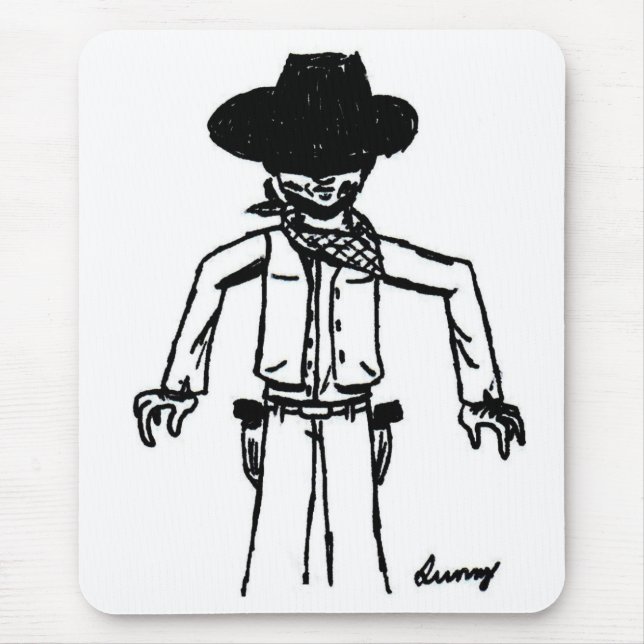 Tapis De Souris Croquis Cowboy Mousepad (Devant)