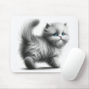 Tapis De Souris Croquis de chaton sur fond blanc