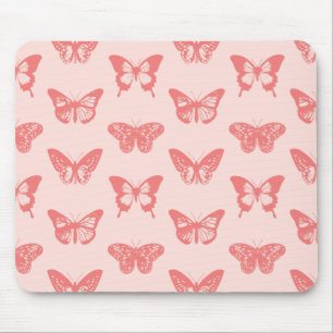 Tapis De Souris Croquis de papillon, rose corail