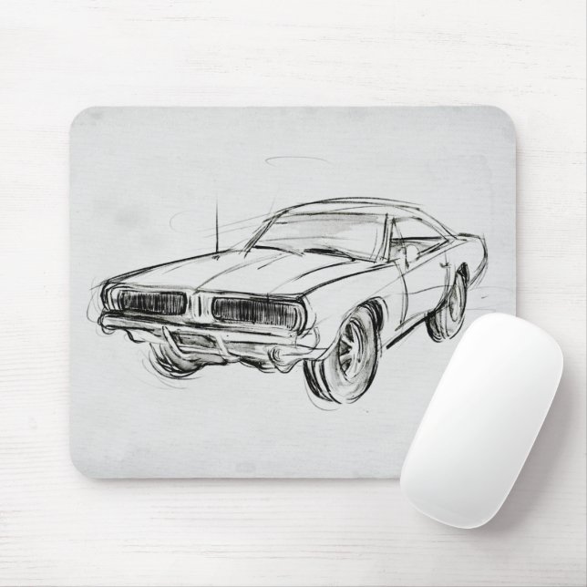 Tapis De Souris Croquis de voiture classique IV (Avec souris)