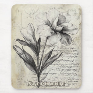 Tapis De Souris Croquis floral rustique avec calligraphie - âge (3