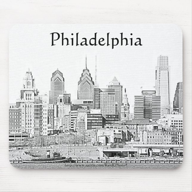 Tapis De Souris Croquis Mousepad de Philadelphie (Devant)
