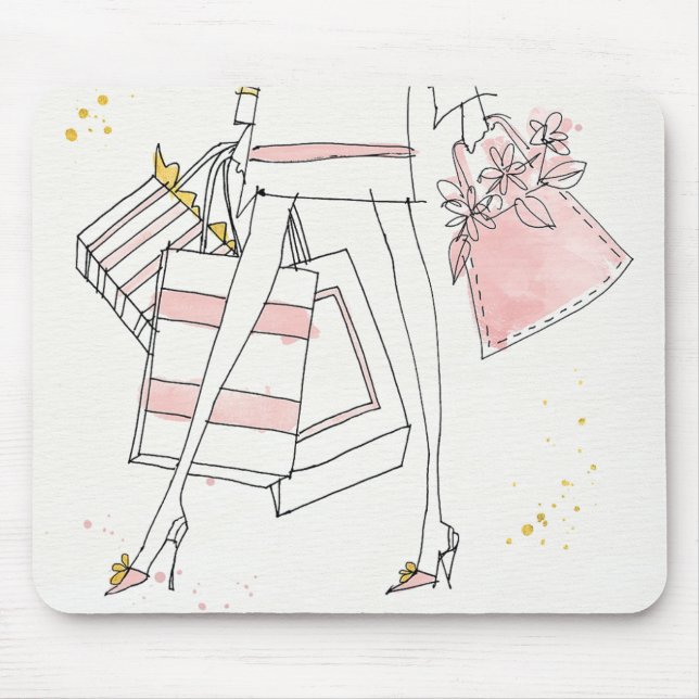 Tapis De Souris Croquis rose moderne sauvage de mode d'Apple | (Devant)