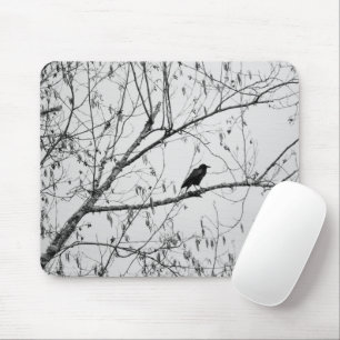 Tapis De Souris Crow dans un Birch Tree