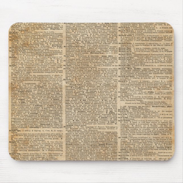 Tapis De Souris Cru Mousepad de conception de page de vieux livre (Devant)