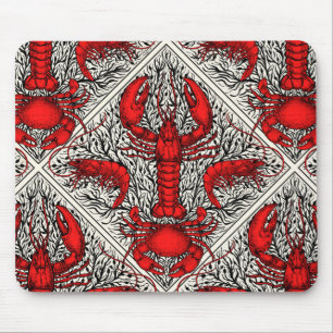 Tapis De Souris Crustacés en rouge, noir et ivoire