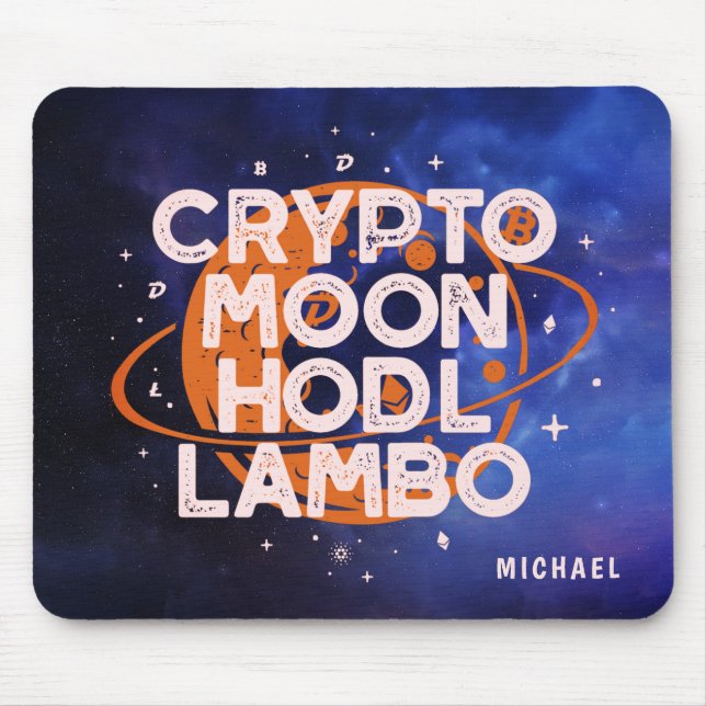 Tapis De Souris Crypto Moon Hodl Lambo Space Personalized (Devant)