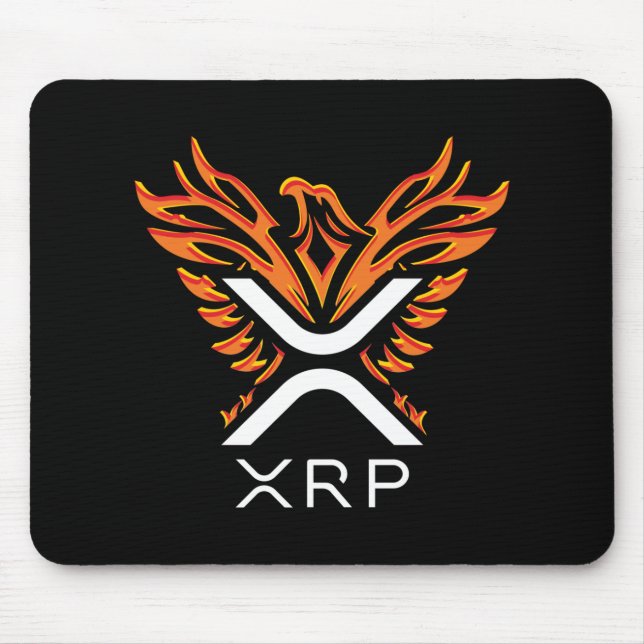 Tapis De Souris Cryptomonnaie XRP Crypto Orange Rising Phoenix (Devant)