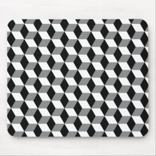 Tapis De Souris Cubes 3D gris, noir et blanc Motif