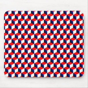 Tapis De Souris Cubes d'apparence 3D rouge blanc et bleu