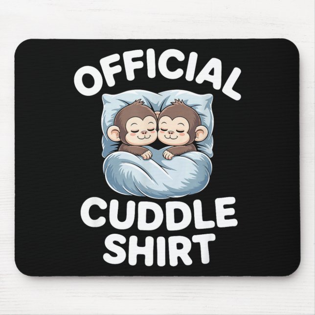 Tapis De Souris Cuddle Shirt Cute Sleepy Monkey Couple  (Devant)