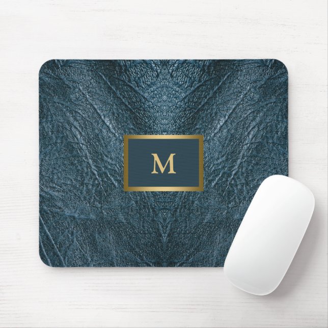 Tapis De Souris Cuir bleu incorporé (Avec souris)