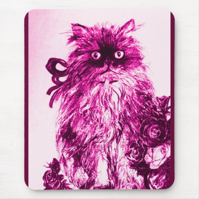 Tapis De Souris CUISINE AVEC ROSES, Rose Fuchsia Blanc (Devant)