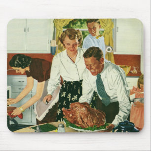 Tapis De Souris Cuisine familiale vintage pour le dîner de Thanksg