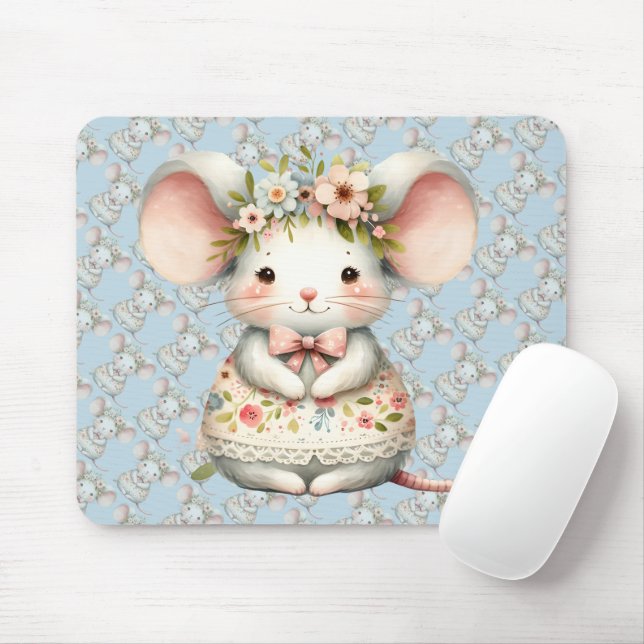 Tapis De Souris Cuisine Florale Souris Couronne Fleur (Avec souris)