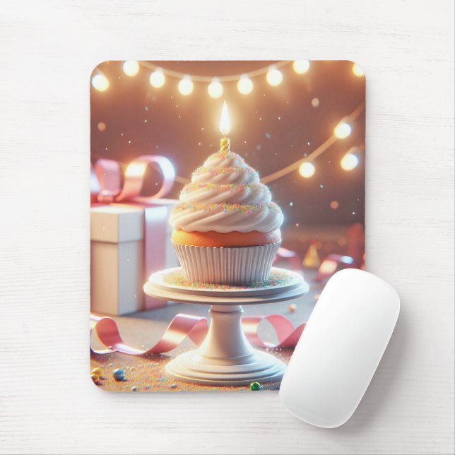 Tapis De Souris Cupcake Anniversaire Avec Bougie (Avec souris)