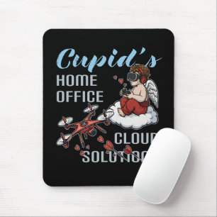 Tapis De Souris Cupid's Home Office, Drone Valentine's Day