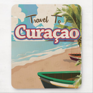 Tapis De Souris Curaçao vintage affiche de voyage.
