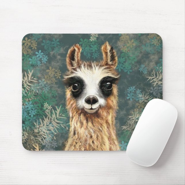 Tapis De Souris Curieux Llama Souris Pad Cadeau - Peinture (Avec souris)
