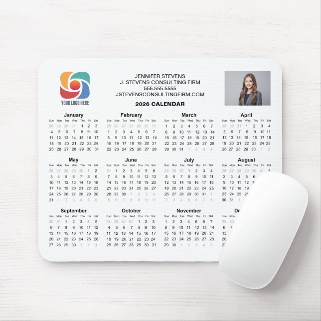 Tapis De Souris Custom Business Logo 2026 Company Calendar (Avec souris)