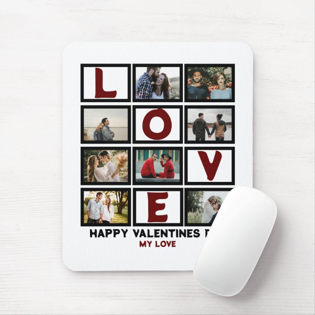 Tapis De Souris Custom Love Happy Valentines Day 8 Collage photo (Avec souris)