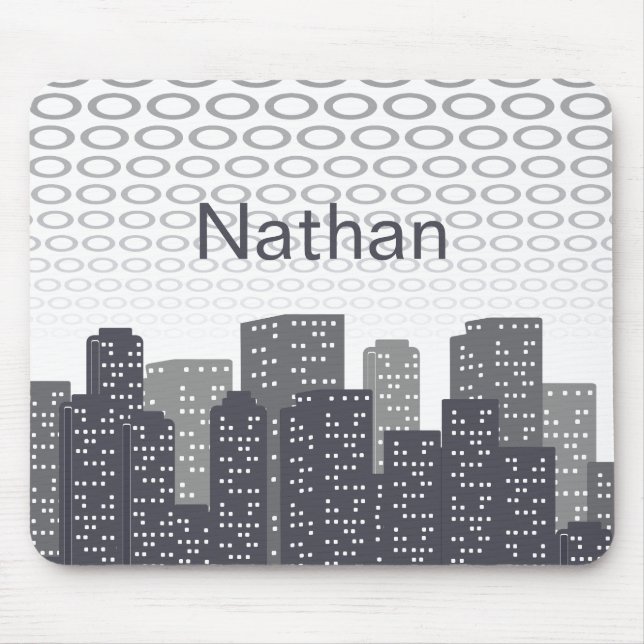 Tapis De Souris Custom Urban Cityscape Shades of Grey Personalised (Devant)