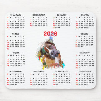 Tapis De Souris Customisable Cute Pittie Dog Calendar  