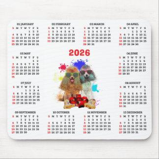 Tapis De Souris Customisable Cute Poodle Dog Calendar 