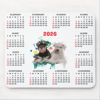 Tapis De Souris Customisable Cute Schnauzer Dog Calendar