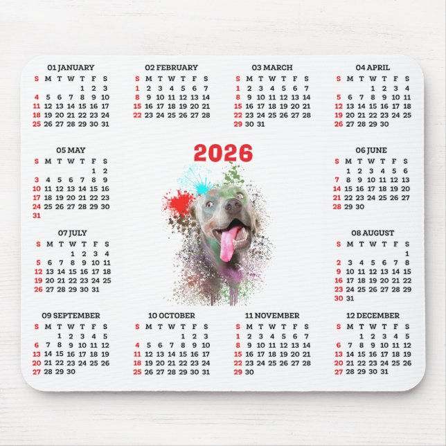 Tapis De Souris Customisable Cute Weimaraner Dog Calendar  (Devant)