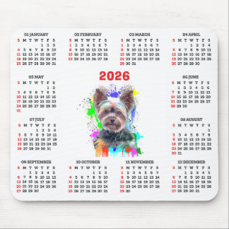 Tapis De Souris Customisable Cute Yorkie Dog Calendar 