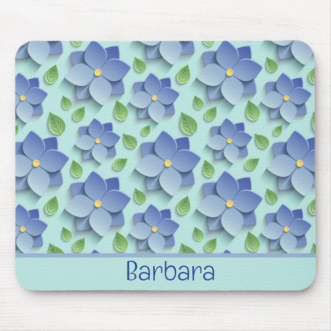 Tapis De Souris Customized 3 D Flowers In Blue (Devant)