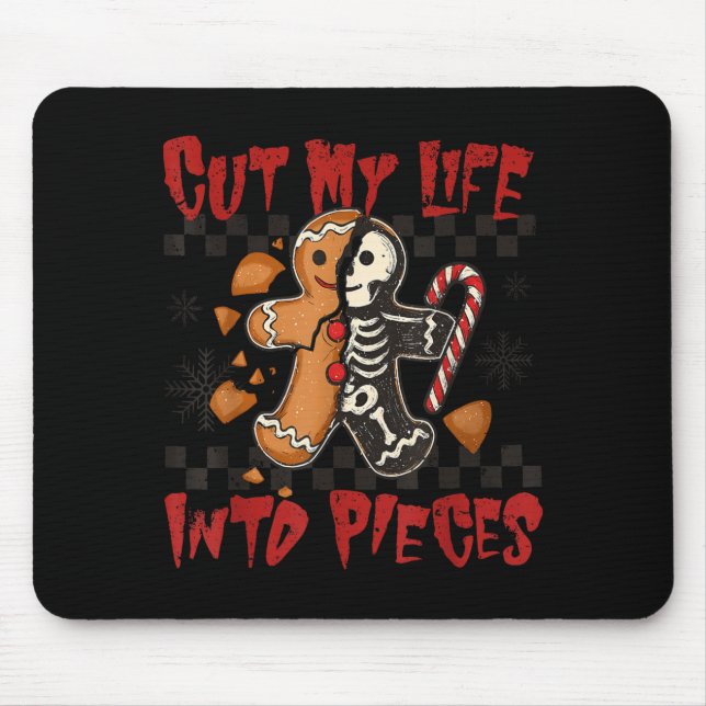 Tapis De Souris Cut My Life Into Eces Xmas Gingerbread Funny Chris (Devant)