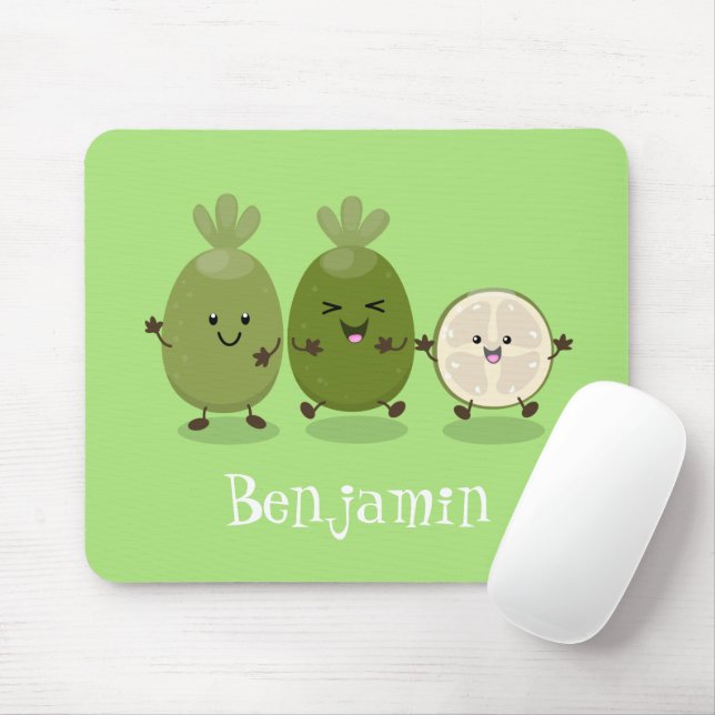 Tapis De Souris Cute ananas guava feijoa drôle dessin animé (Avec souris)