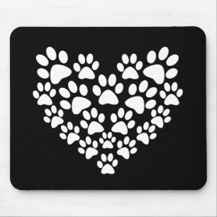 Tapis De Souris Cute animal Motif noir blanc Empreinte de patte Co