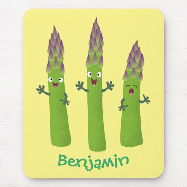 Tapis De Souris Cute asperges chantant un trio végétal dessin anim (Devant)