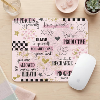 Tapis De Souris Cute Baby Pink Self-Love Inspirational Quotes