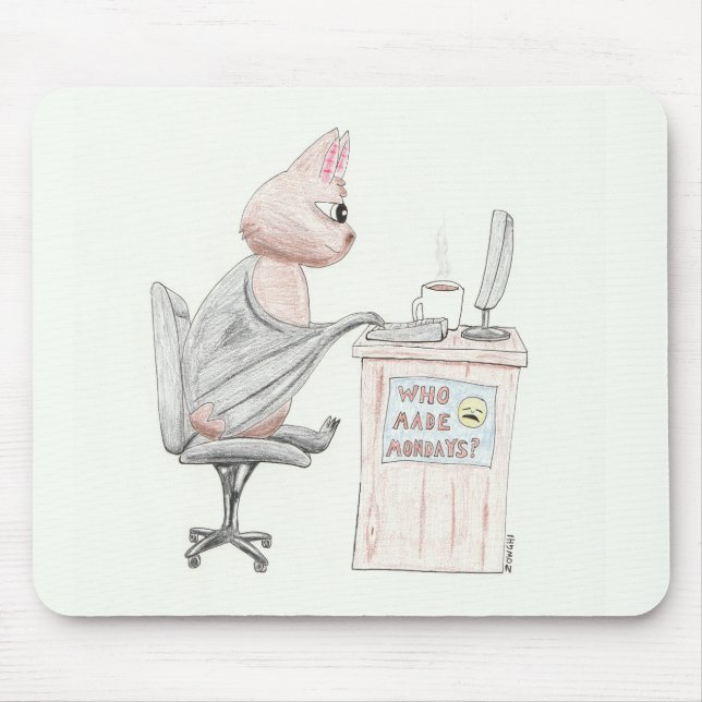 Tapis De Souris Cute Bat au bureau (Devant)