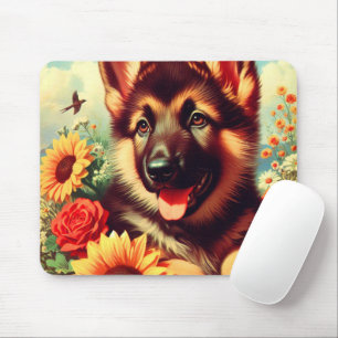 Tapis De Souris Cute berger allemand Peinture de chiot