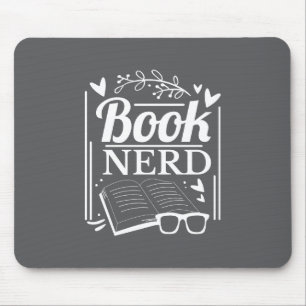 Tapis De Souris Cute Black White Book Nerd Bookworm