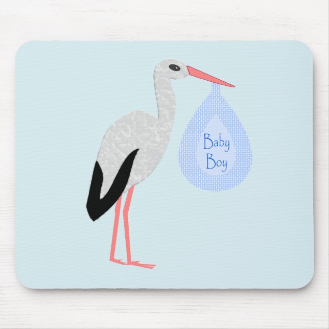 Tapis De Souris Cute Blue Baby Boy Stork (Devant)