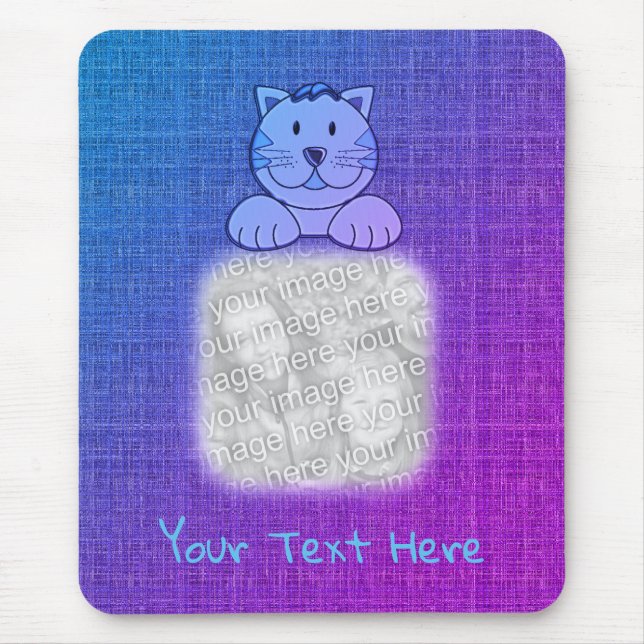 Tapis De Souris Cute Blue Chat Votre Photo Personnalisée (Devant)
