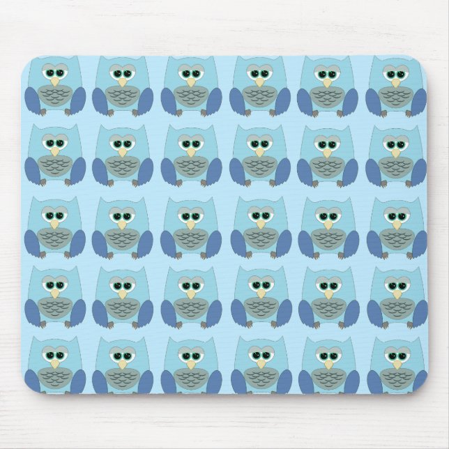 Tapis De Souris Cute Blue Owls Pattern (Devant)