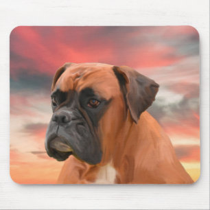 Tapis De Souris Cute Boxer Dog Eau Couleur Huile Peinture Art