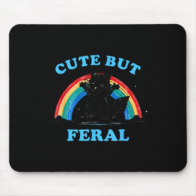 Tapis De Souris Cute But Feral Raccoon With Rainbow Funny Raccoon  (Devant)