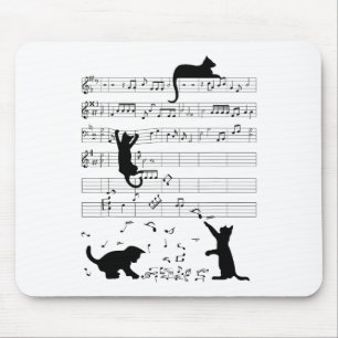Tapis De Souris Cute Cat Kitty Playing Music Note Clef