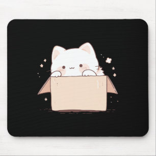 Tapis De Souris Cute Chat Blanc Dans Une Boîte Carton Japonais Kaw